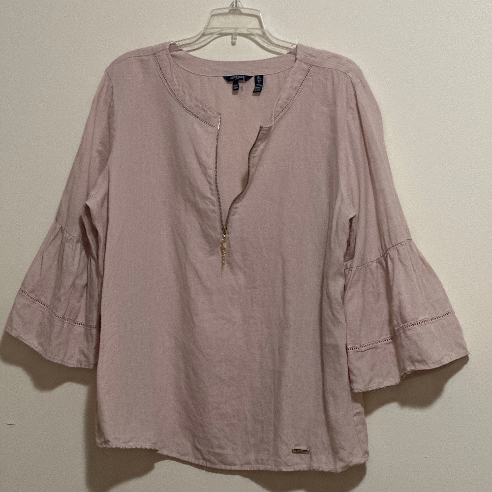 Ellen Tracy 100% Women Tunic Shirts Belle Sleeve Size L